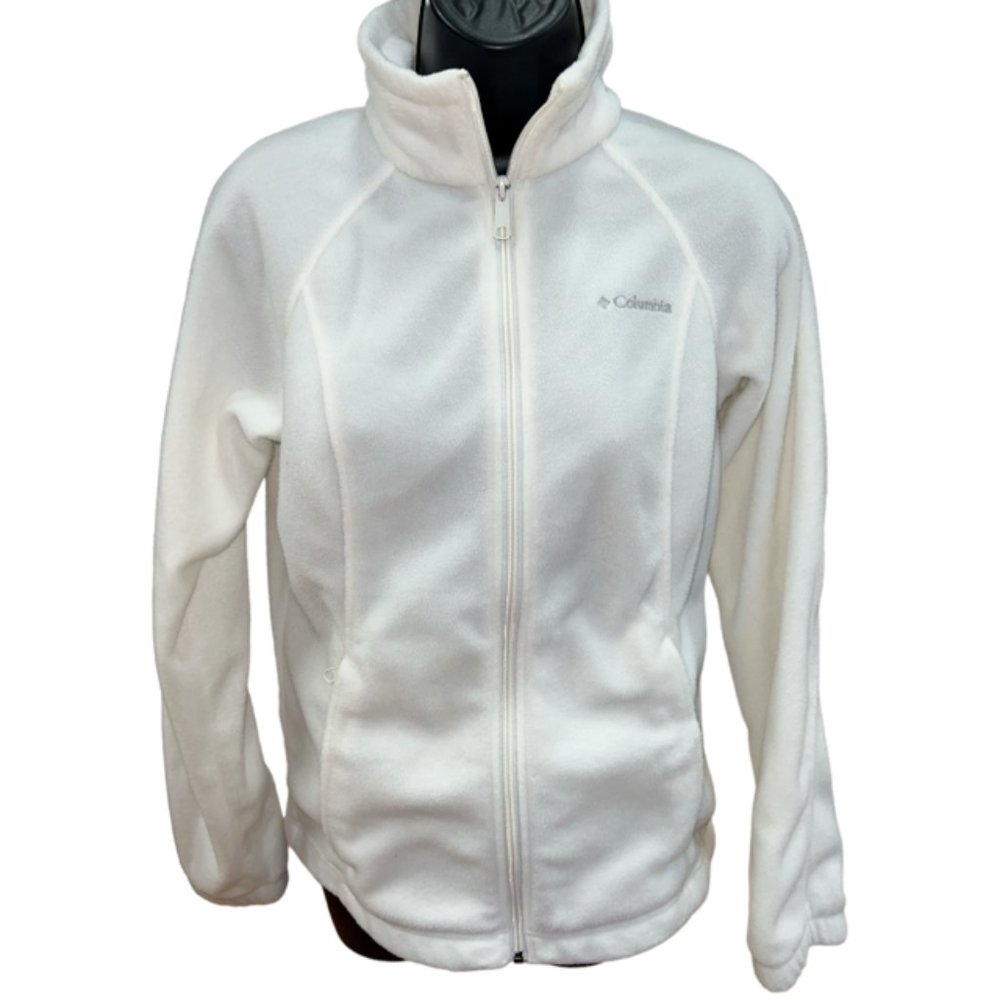 Columbia Benton Springs Full Zip White Fleece Jacket Sz S